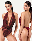 Kink Royal Draped Plunge Bodysuit Red