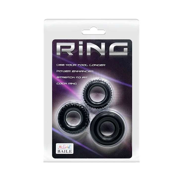 Cock Ring Triple Pack - Black - K. P.