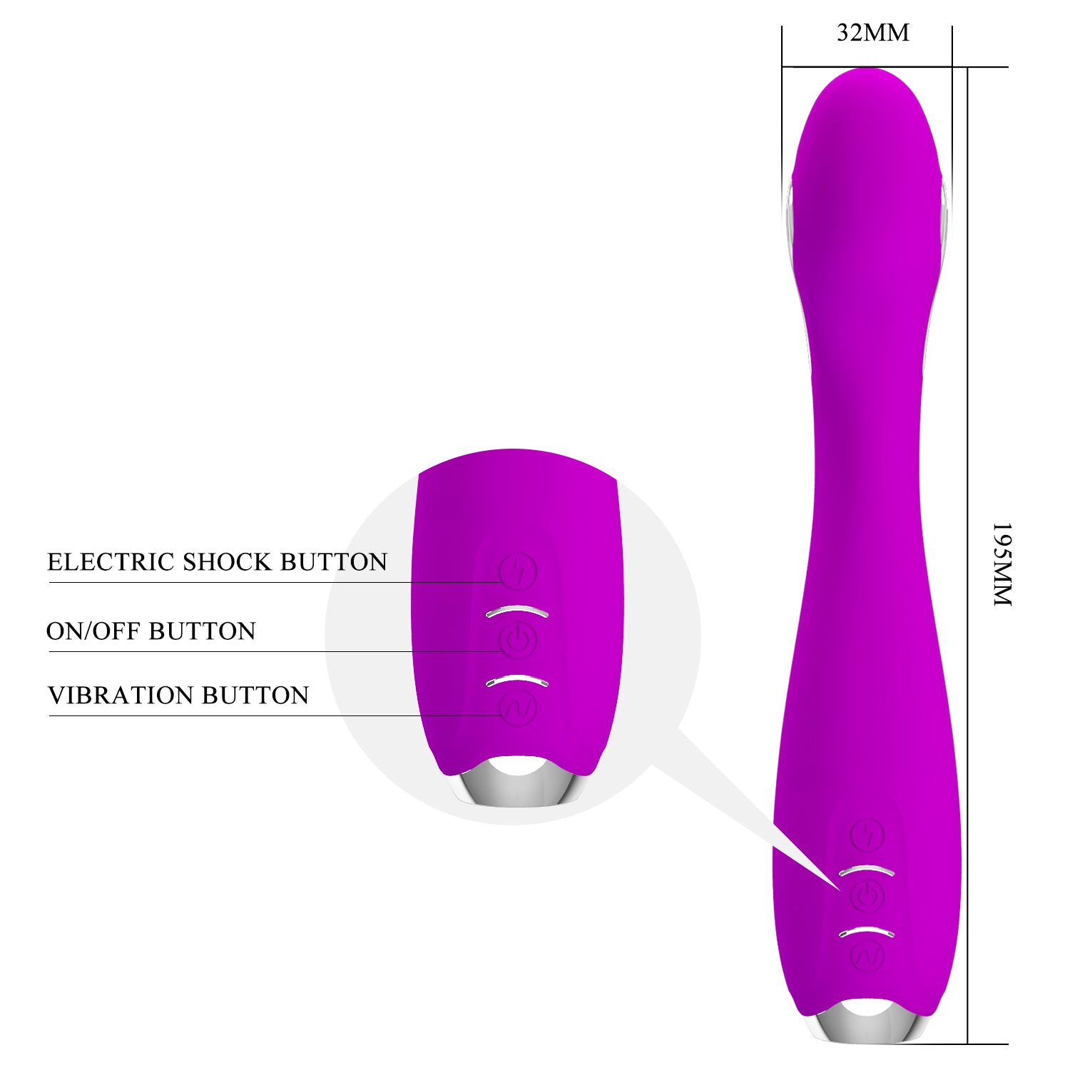 App Control Electric Shock G-Spot Vibrator - Hector - Purple