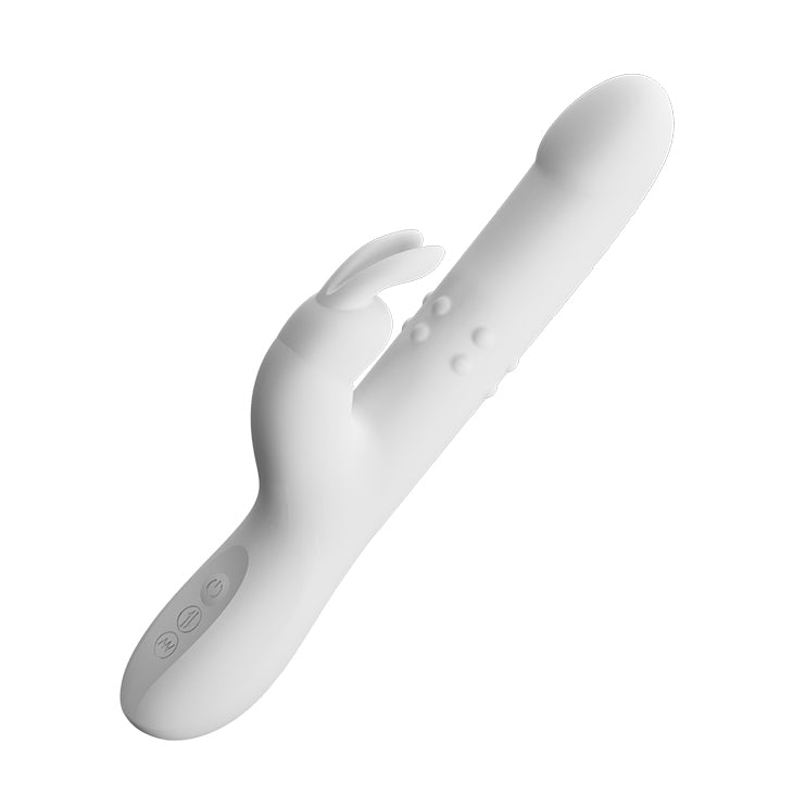 Thrusting &amp; Rotating Rabbit Vibrator - Reese - White - K. P.