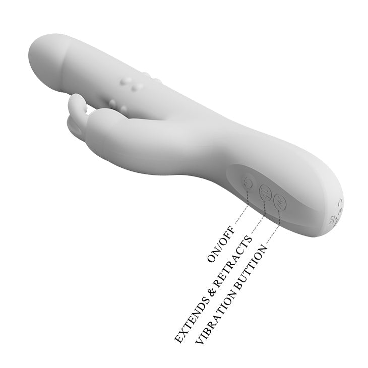 Thrusting & Rotating Rabbit Vibrator - Reese - White - K. P.