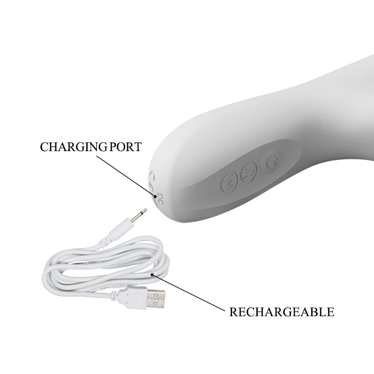 Thrusting & Rotating Rabbit Vibrator - Reese - White - K. P.