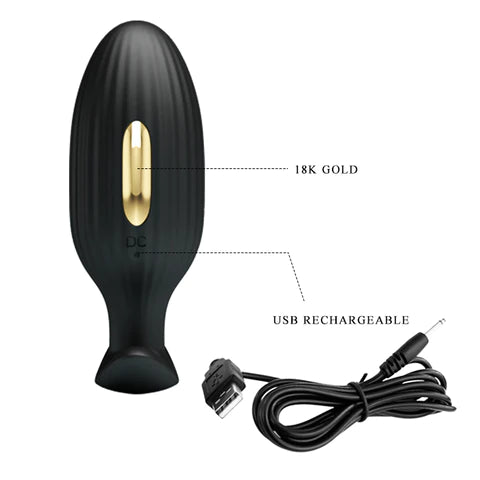 Electric Shock Butt Plug - Jefferson - 18K Gold &amp; Black