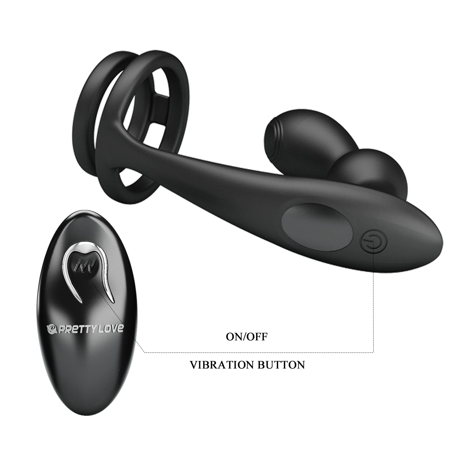 Vibrating Butt Plug with Cock & Ball Ring - Marshall - Black - K. P.