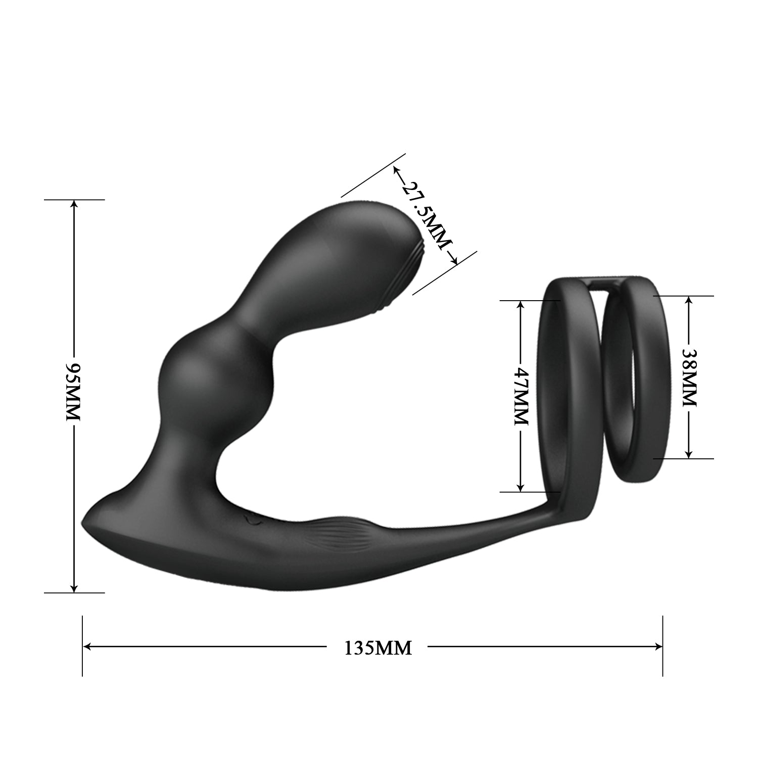 Vibrating Butt Plug with Cock &amp; Ball Ring - Marshall - Black - K. P.