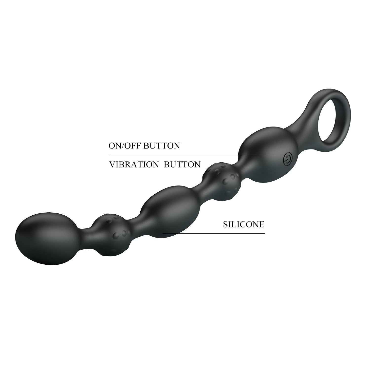 Silicone Vibrating Anal Beads - Van - Black - K. P.