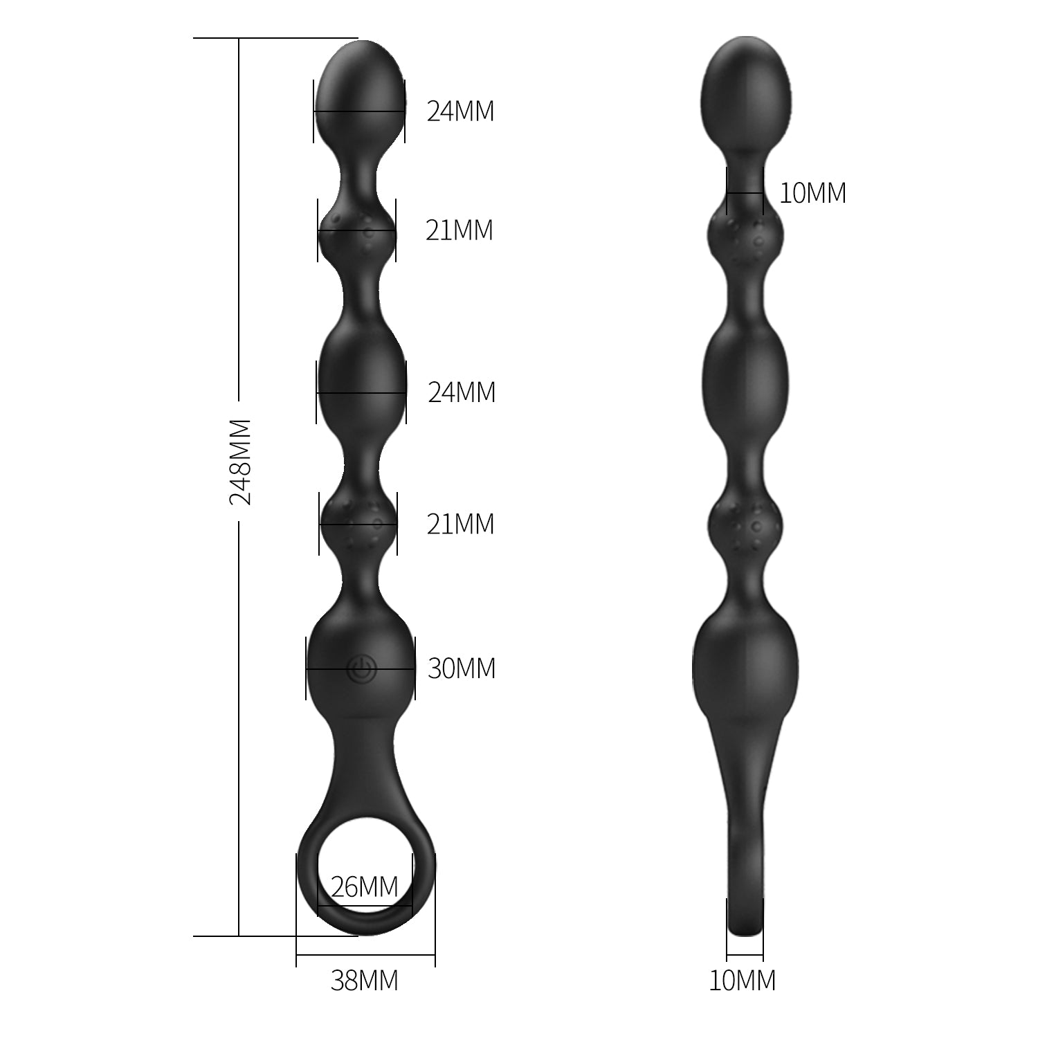 Silicone Vibrating Anal Beads - Van - Black - K. P.