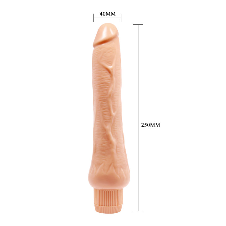 9.8" Realistic Dildo Vibrator - Flesh - K. P.