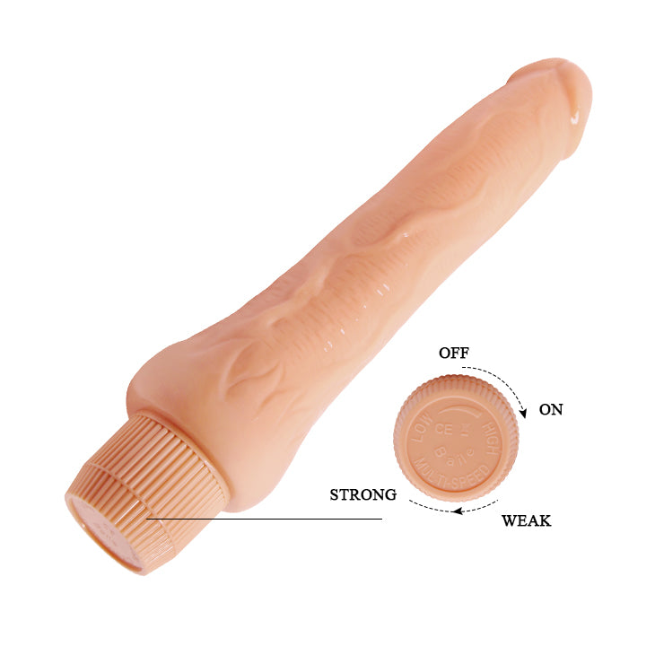 9.8" Realistic Dildo Vibrator - Flesh - K. P.