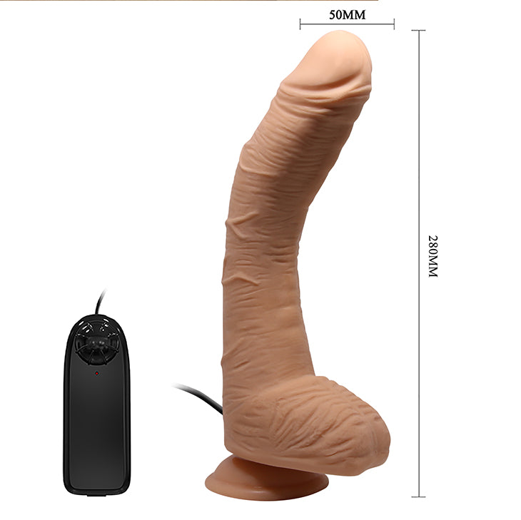 Alex - 11" Vibrating G Spot Curved Dildo - Flesh - K. P.