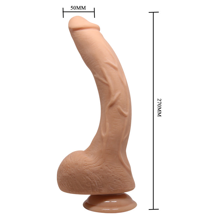 Vibrating Curved Dildo with Suction Base - Flesh - K. P.