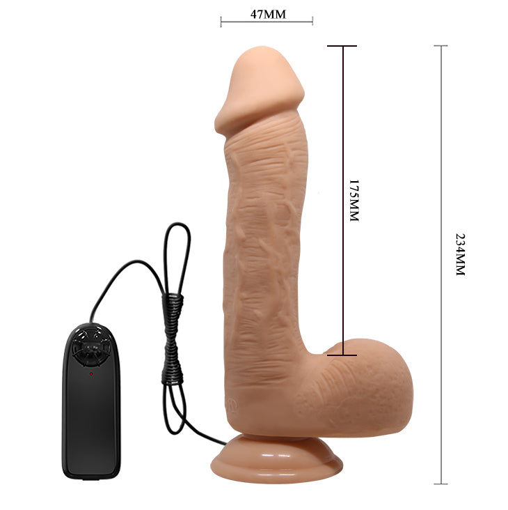 9.2" Vibrating Dildo w/Suction Base - Johnson - Flesh - K. P.