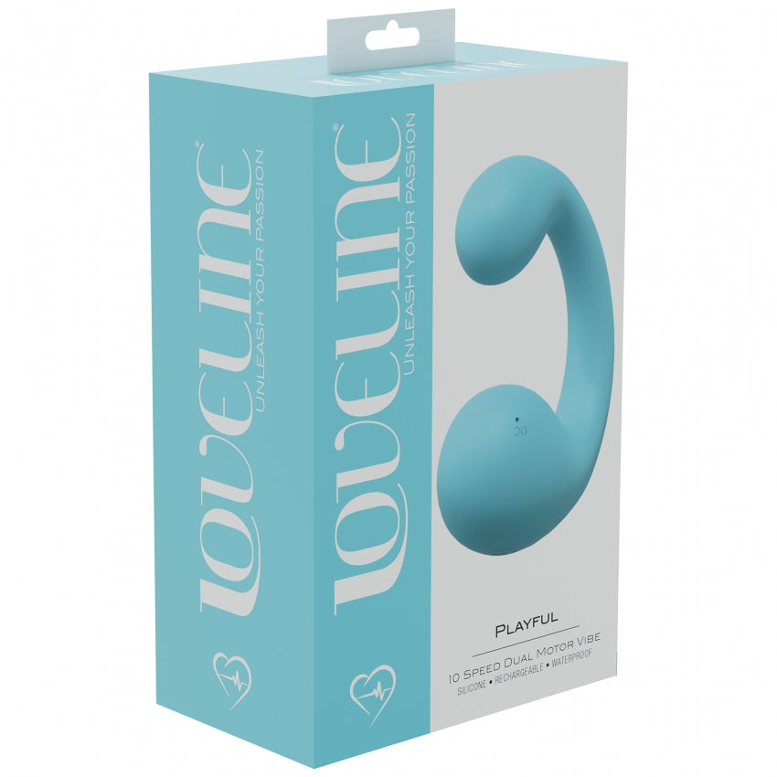 LoveLine - Playful  - 10 Speed Dual Motor Vibe - Sealed Silicone - Rechargeable - Submersible - Blue - K. P.