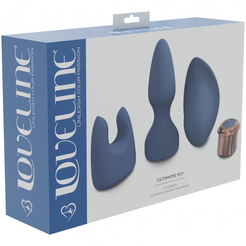 Loveline - Ultimate Kit - 10 Speed Bullet with Interchangeable Sleeves - Blue/Grey - K. P.