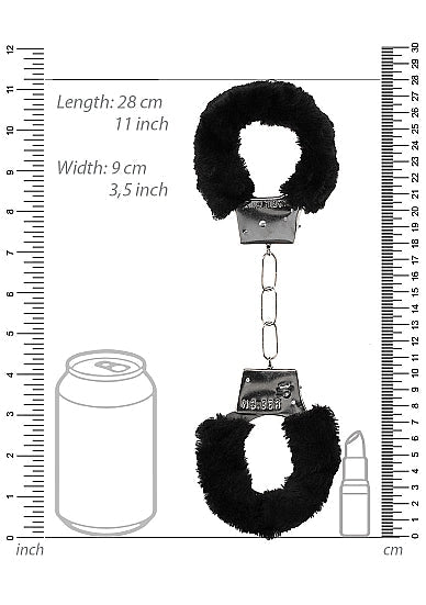 Ouch! - Beginner&#39;s Furry Hand Cuffs - With Quick-Release Button - Black - K. P.