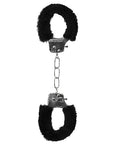 Ouch! - Beginner's Furry Hand Cuffs - With Quick-Release Button - Black - K. P.