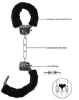 Ouch! - Beginner's Furry Hand Cuffs - With Quick-Release Button - Black - K. P.