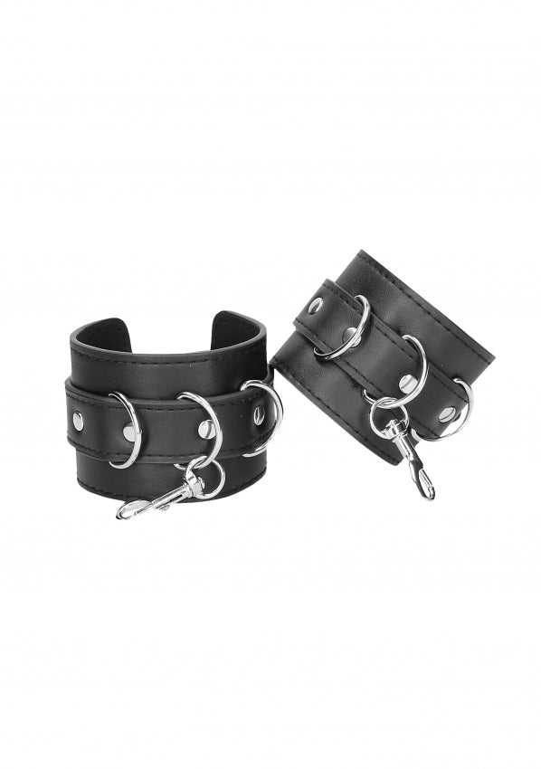 Ouch! Black &amp; White - Bonded Leather Hogtie With Hand and Ankle Cuffs - Black - K. P.