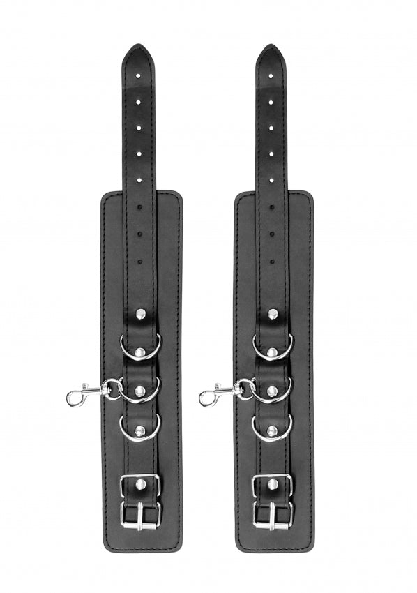 Ouch! Black & White - Bonded Leather Hogtie With Hand and Ankle Cuffs - Black - K. P.