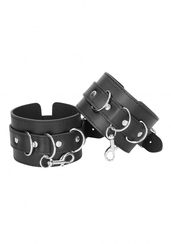 Ouch! Black & White - Bonded Leather Hogtie With Hand and Ankle Cuffs - Black - K. P.