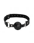 Ouch! Black & White - Breathable Ball Gag - With Bonded Leather Straps - Black - K. P.