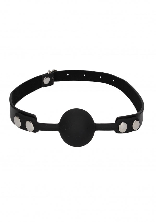 Ouch! Black & White - Silicone Ball Gag - with Adjustable Bonded Leather Straps - Black - K. P.