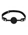 Ouch! Black & White - Silicone Ball Gag - with Adjustable Bonded Leather Straps - Black - K. P.