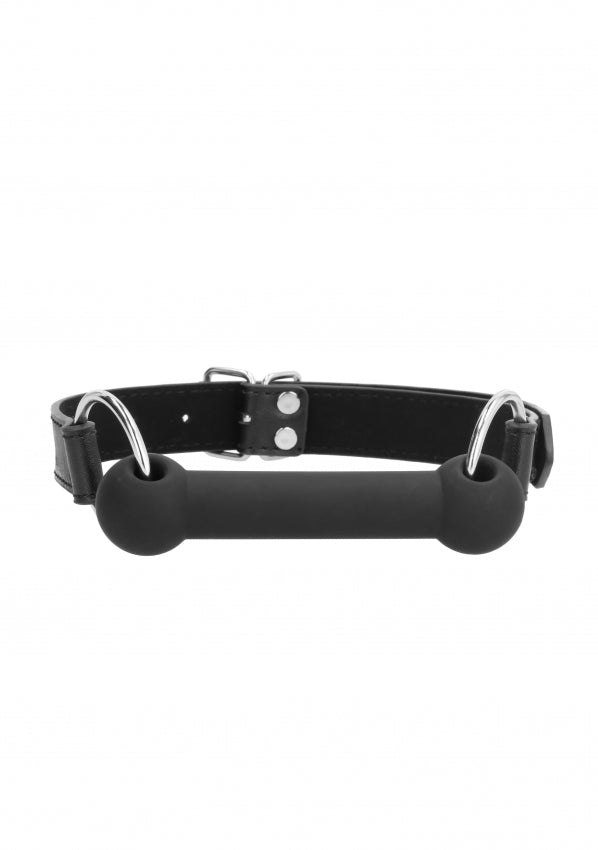 Ouch! Black & White - Silicone Bit Gag - With Adjustable Bonded Leather Straps - Black - K. P.