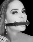 Ouch! Black & White - Silicone Bit Gag - With Adjustable Bonded Leather Straps - Black - K. P.