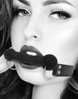 Ouch! Black & White - Silicone Bit Gag - With Adjustable Bonded Leather Straps - Black - K. P.