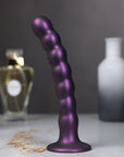 Ouch! - Beaded G-Spot Dildo 8'' - Metallic Purple