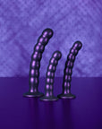 Ouch! - Beaded G-Spot Dildo 8'' - Metallic Purple