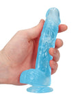 Realrock Crystal Clear - 6" / 15 cm Realistic Dildo with Balls - Blue