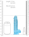 Realrock Crystal Clear - 6" / 15 cm Realistic Dildo with Balls - Blue