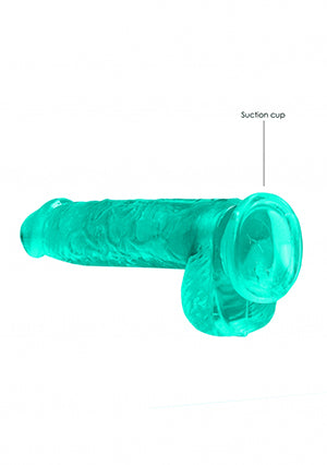 Realrock Crystal Clear - 6&quot; / 15 cm Realistic Dildo with Balls - Green
