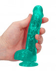 Realrock Crystal Clear - 6" / 15 cm Realistic Dildo with Balls - Green