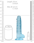 Realrock Crystal Clear - 7" Realistic Dildo With Balls - Blue