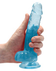 Realrock Crystal Clear - 7" Realistic Dildo With Balls - Blue