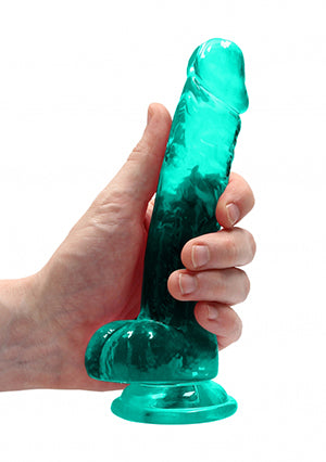 Realrock Crystal Clear - 7&quot; Realistic Dildo With Balls - Green