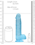 Realrock Crystal Clear - 8" Realistic Dildo With Balls - Blue