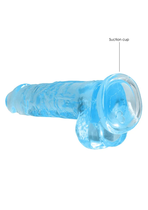 Realrock Crystal Clear - 8&quot; Realistic Dildo With Balls - Blue