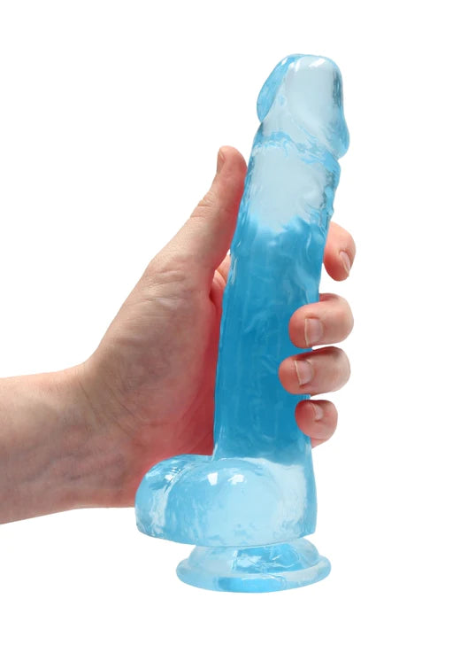 Realrock Crystal Clear - 8&quot; Realistic Dildo With Balls - Blue