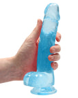 Realrock Crystal Clear - 8" Realistic Dildo With Balls - Blue