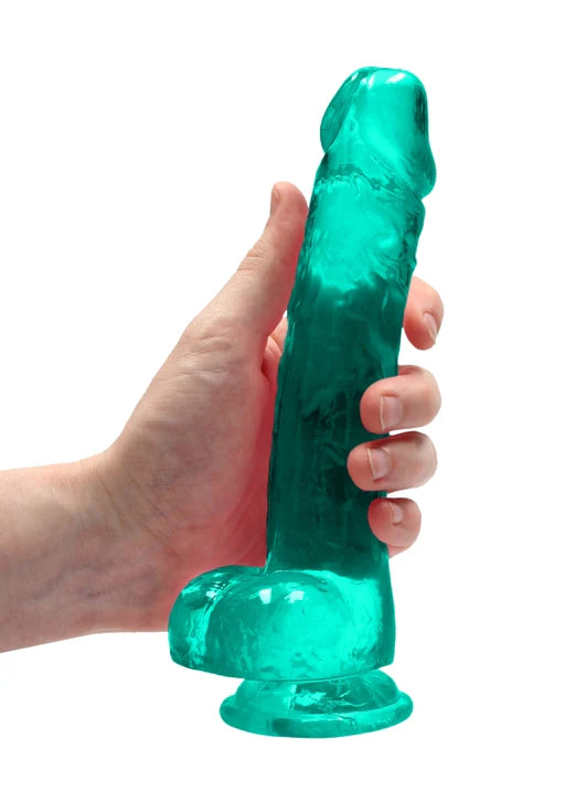 Realrock Crystal Clear - 8&quot; Realistic Dildo With Balls - Green