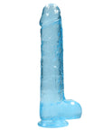 Realrock Crystal Clear - 9" Realistic Dildo With Balls - Blue - K. P.