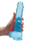 Realrock Crystal Clear - 9" Realistic Dildo With Balls - Blue - K. P.