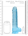 Realrock Crystal Clear - 9" Realistic Dildo With Balls - Blue - K. P.