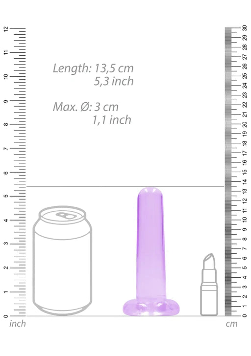 Realrock Crystal Clear - Non Realistic Dildo With Suction Cup 5.3&#39;&#39; / 13.5cm - Purple