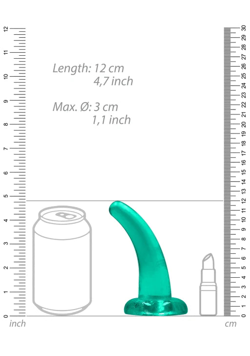 Realrock Crystal Clear - Non Realistic Dildo With Suction Cup 4.5&#39;&#39; / 11.5cm - Turquoise