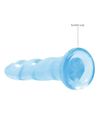 Realrock Crystal Clear - Non Realistic Dildo With Suction Cup 7&#39;&#39; / 17cm - Blue